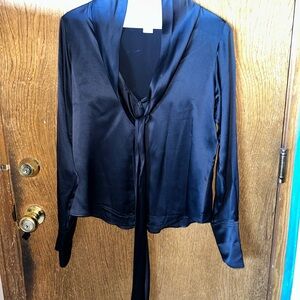 Elegant Black Satin Blouse